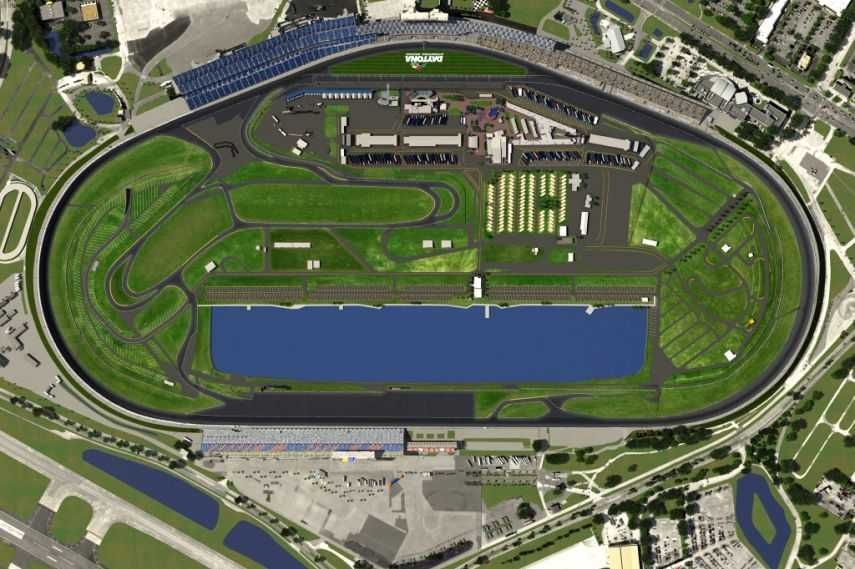 Daytona aerial view/map Daytona International Speedway, Daytona oval, infield road course, track layout