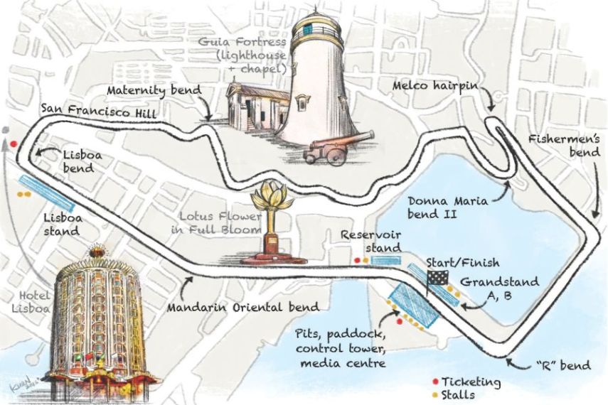 Macau Guia Circuit, Asian racing mecca map/track layout by Lau Ka-kuen