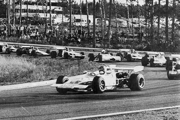 Ronnie Peterson racing at Mantorp Park, Formula 2 Ronnie Peterson racing at Mantorp park, black and white